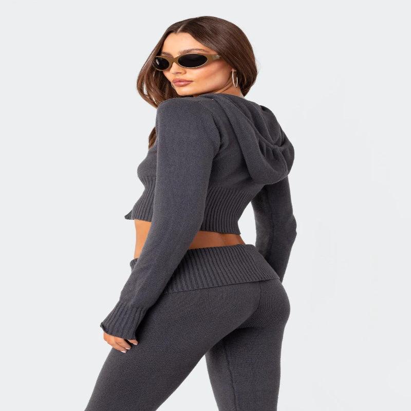 Women's knitted hoodie and trousers set