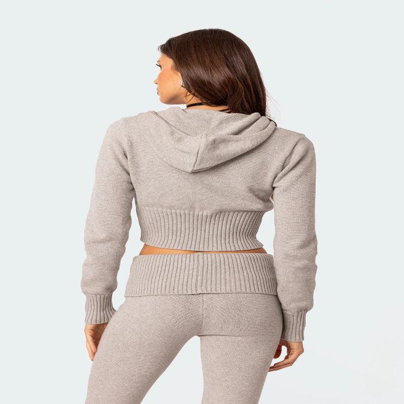 Women's knitted hoodie and trousers set