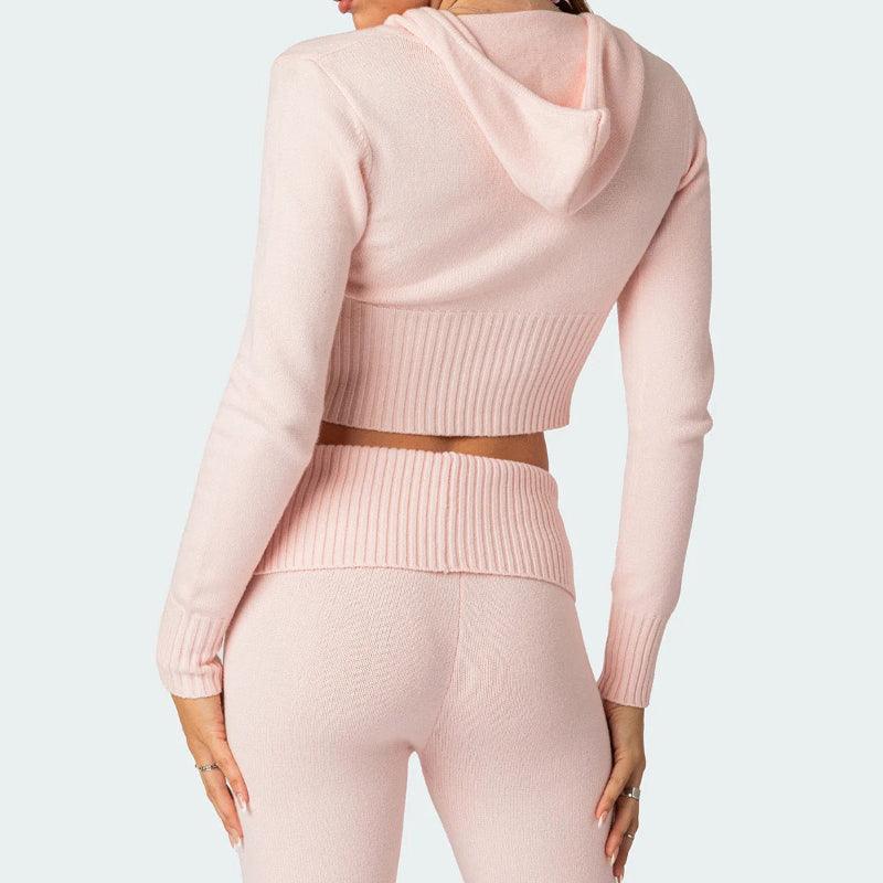 Women's knitted hoodie and trousers set