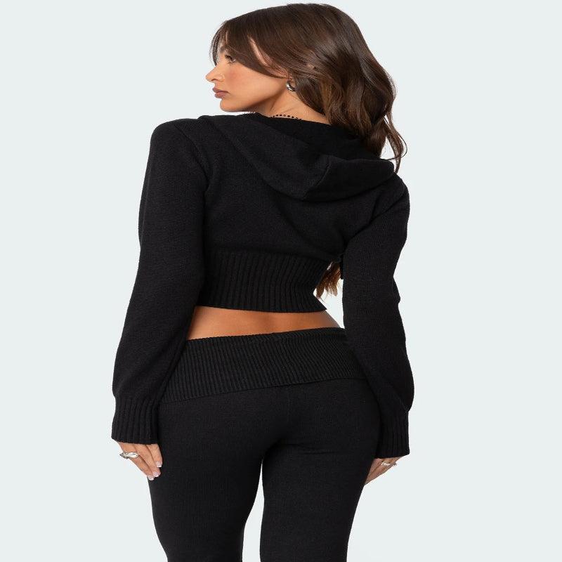 Women's knitted hoodie and trousers set