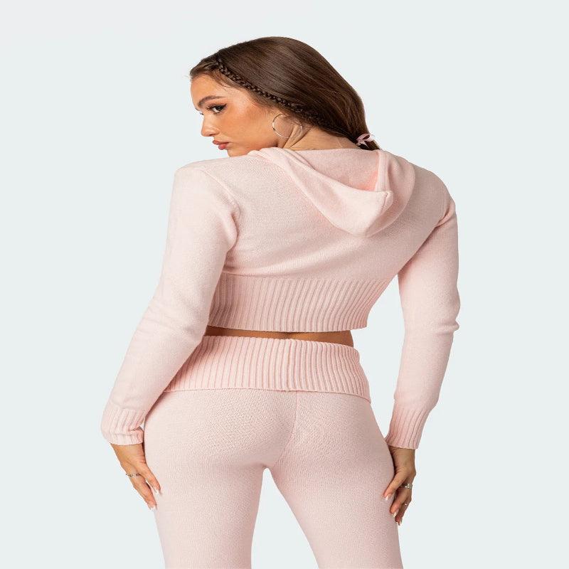 Women's knitted hoodie and trousers set