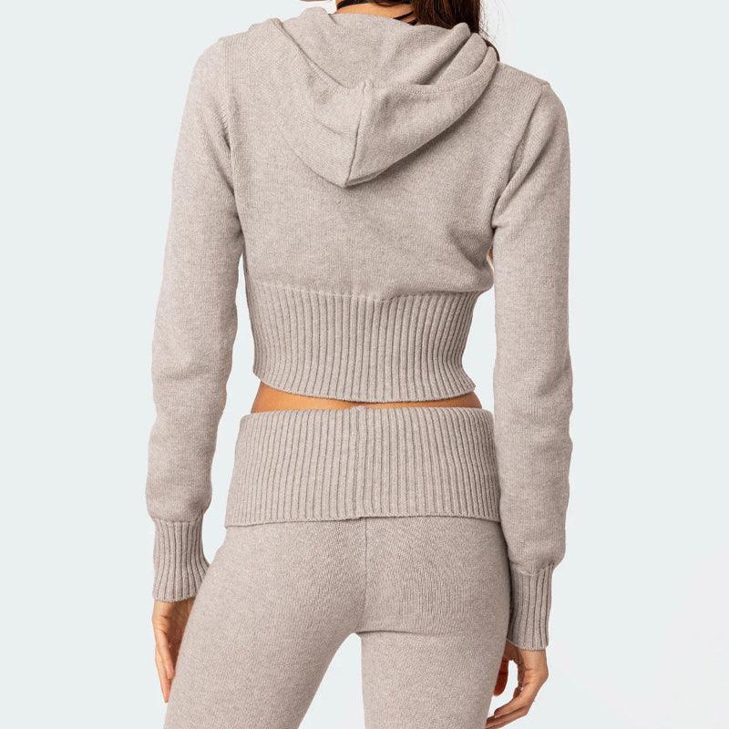 Women's knitted hoodie and trousers set