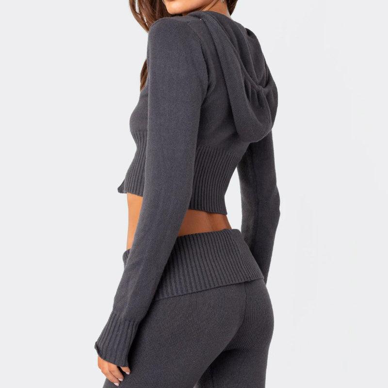 Women's knitted hoodie and trousers set