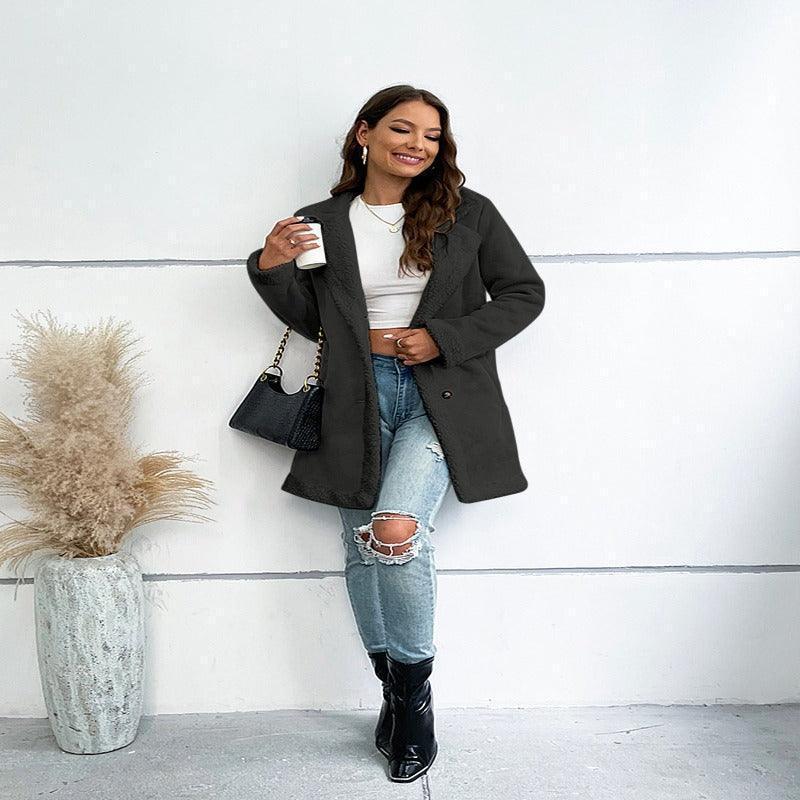 Women's casual faux suede jacket
