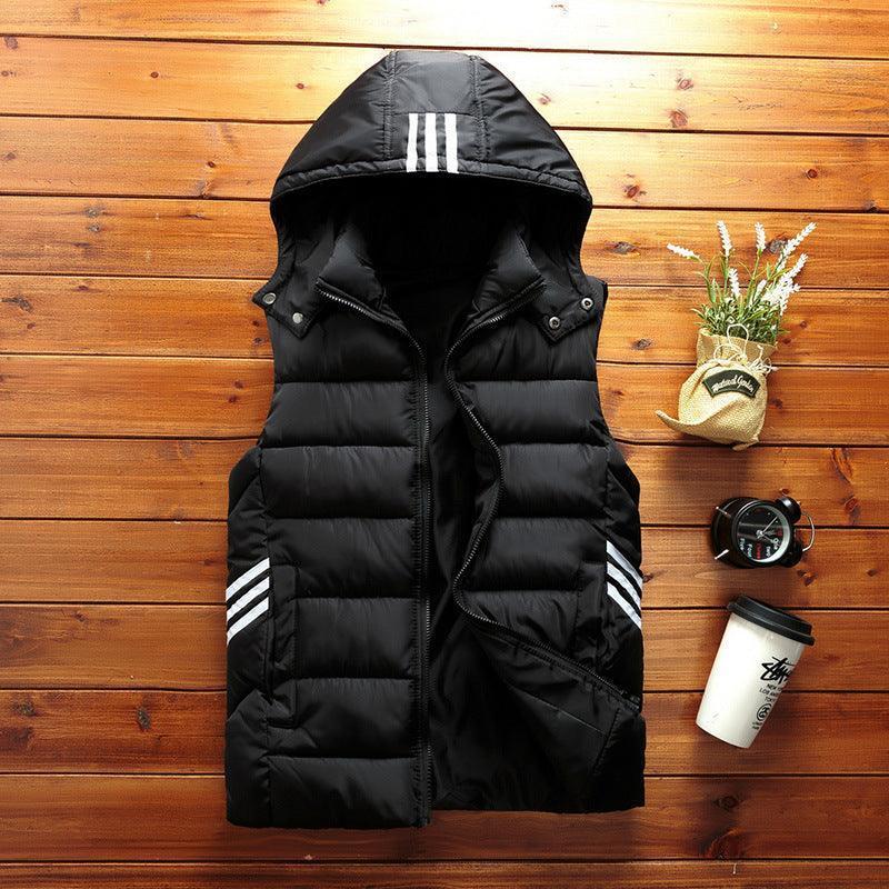 Men Padded Detachable Hoodie Sleeveless Vest - Glooosy Store