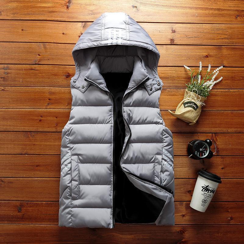 Men Padded Detachable Hoodie Sleeveless Vest - Glooosy Store