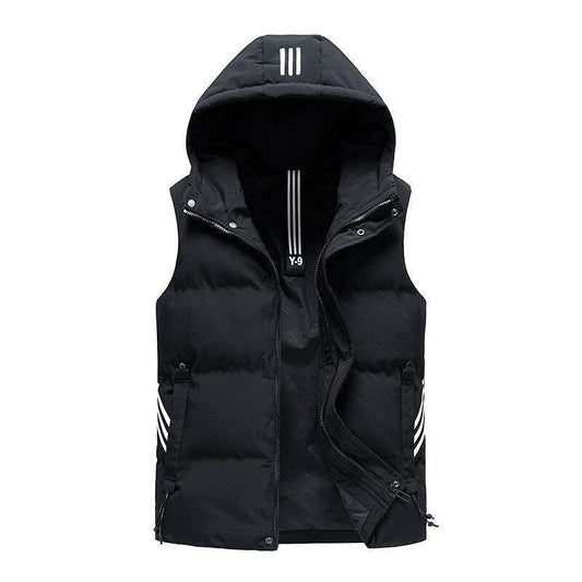 Men Padded Detachable Hoodie Striped Vest - Glooosy Store