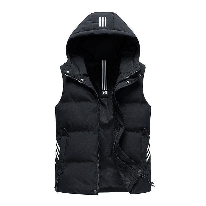 Men's detachable hood striped vest jacket