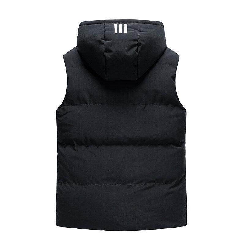 Men Padded Detachable Hoodie Striped Vest - Glooosy Store