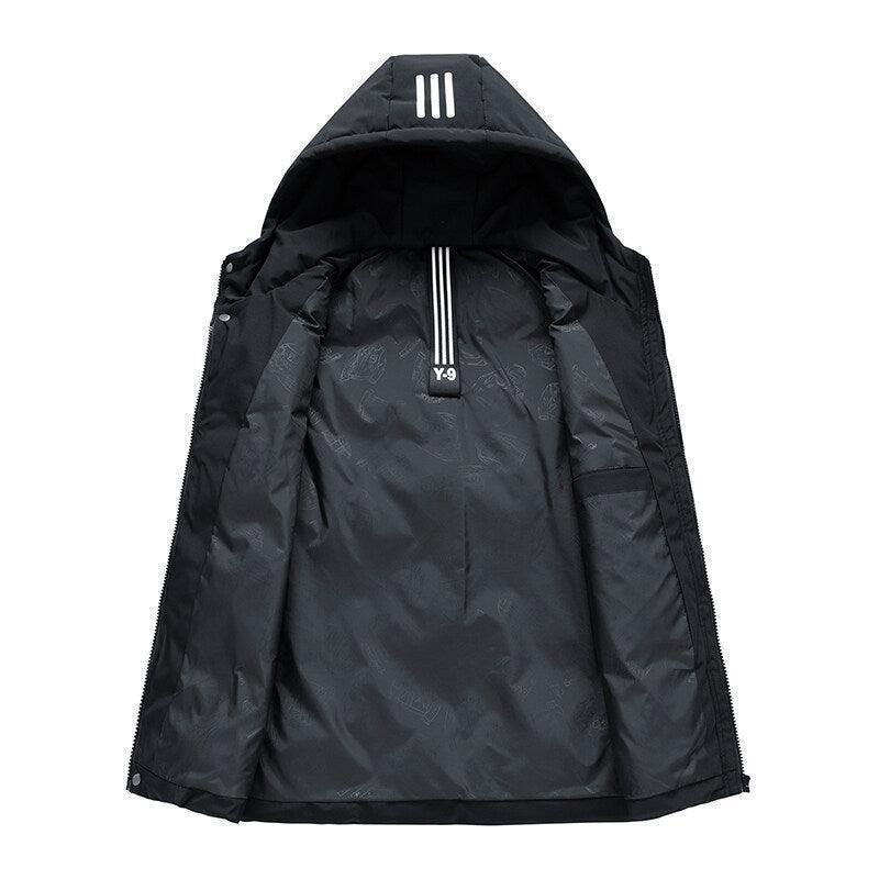 Men's detachable hood striped vest jacket
