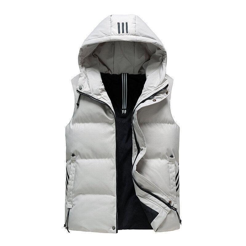Men's detachable hood striped vest jacket