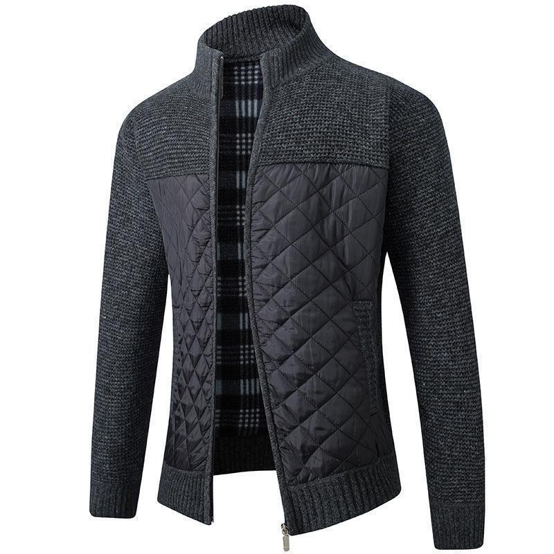 Men Stand Collar Quilted Zipper Jacket - Glooosy Store