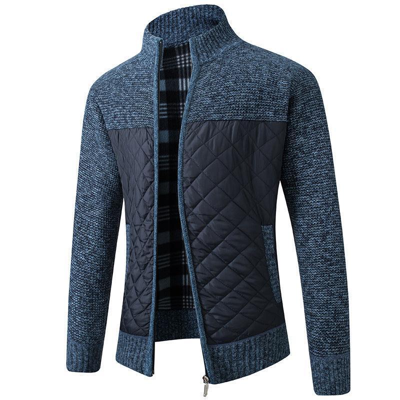 Men Stand Collar Quilted Zipper Jacket - Glooosy Store