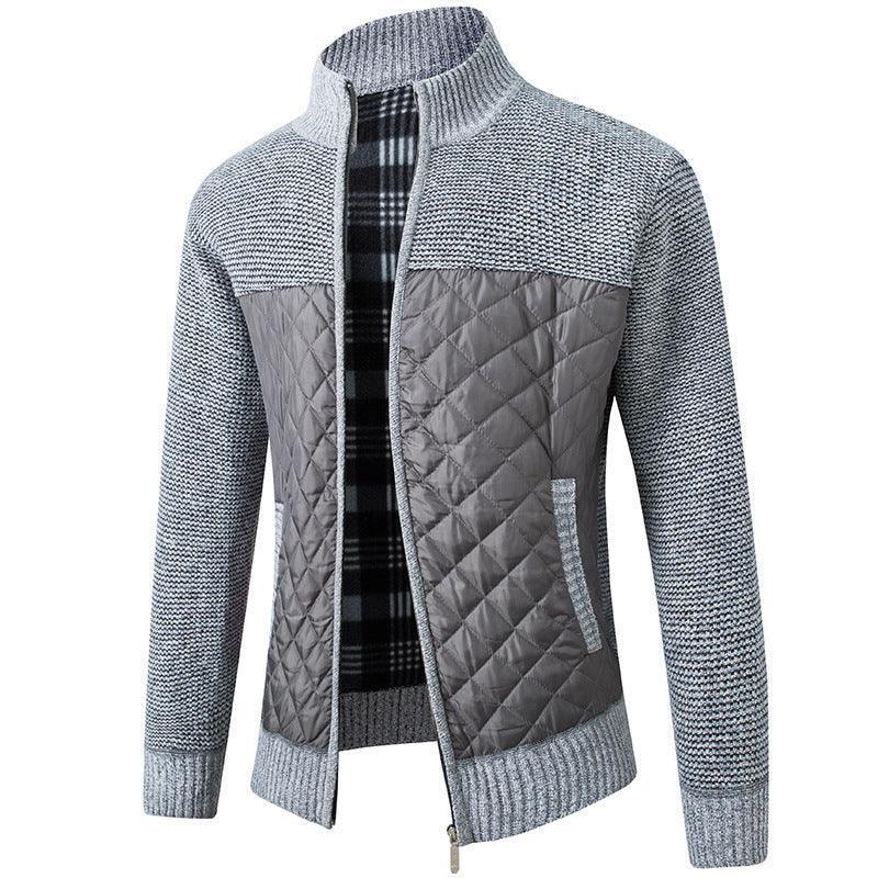 Men Stand Collar Quilted Zipper Jacket - Glooosy Store