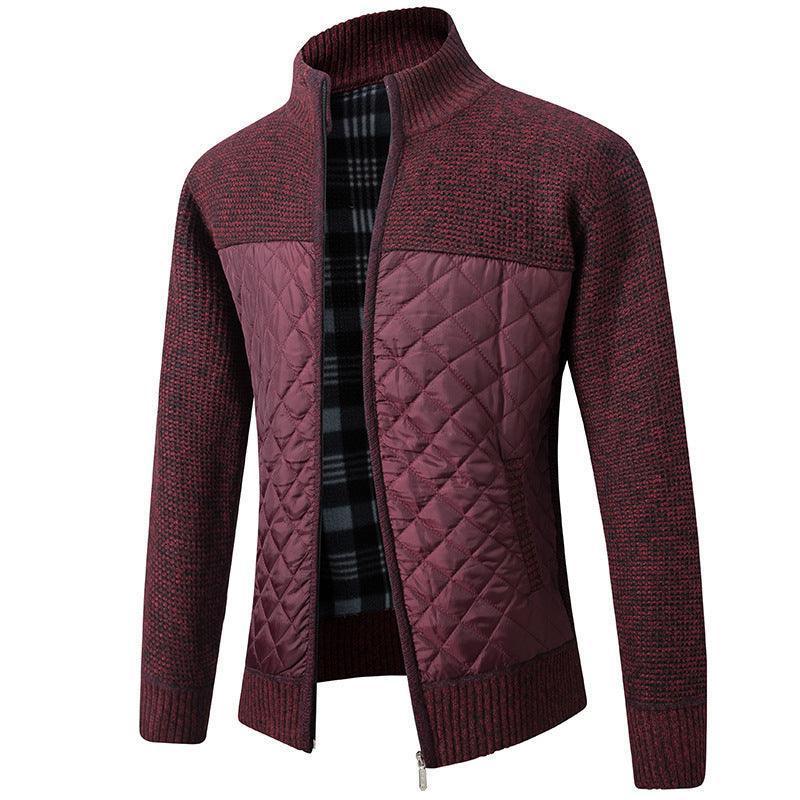 Men Stand Collar Quilted Zipper Jacket - Glooosy Store