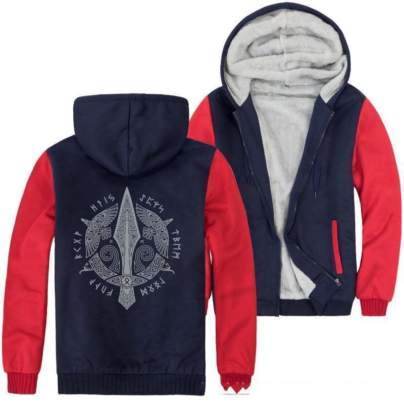 Men's hooded zipper fleece cardigan jacket