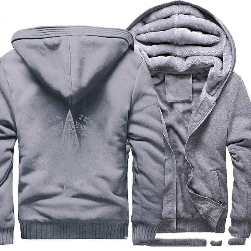 Men's hooded zipper fleece cardigan jacket