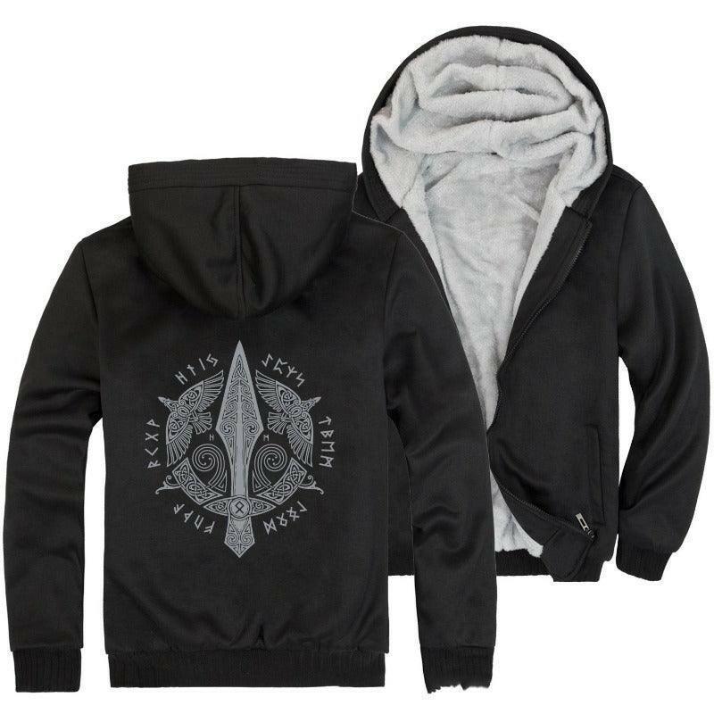 Men's hooded zipper fleece cardigan jacket
