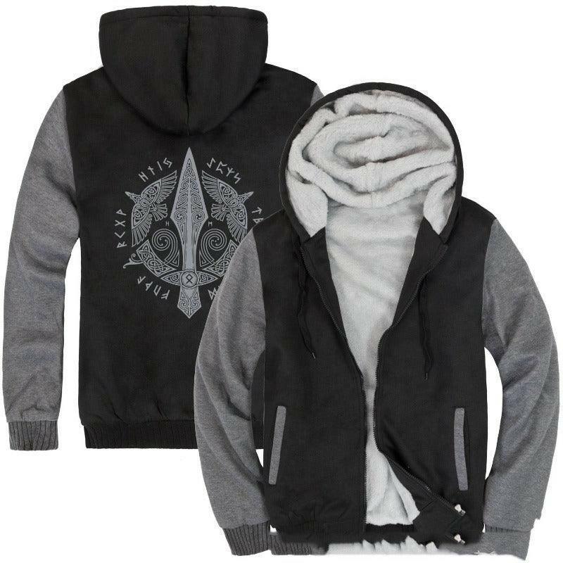 Men's hooded zipper fleece cardigan jacket