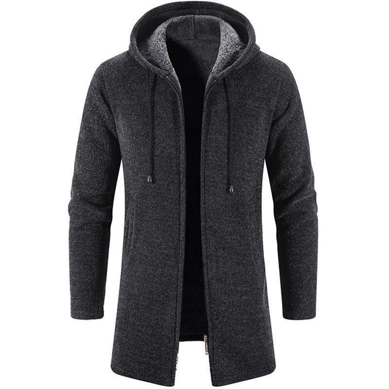 Men's fleece-lined hooded winter jacket