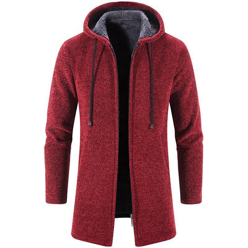 Men's fleece-lined hooded winter jacket