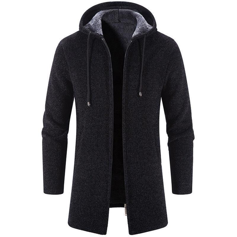 Men's fleece-lined hooded winter jacket