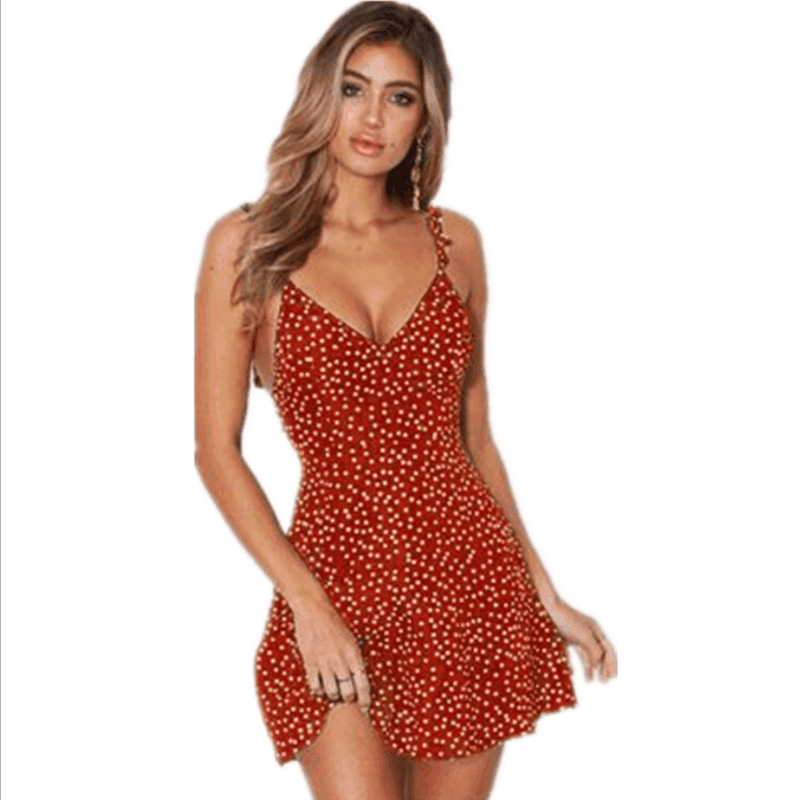 Women's polka dot summer beach dress