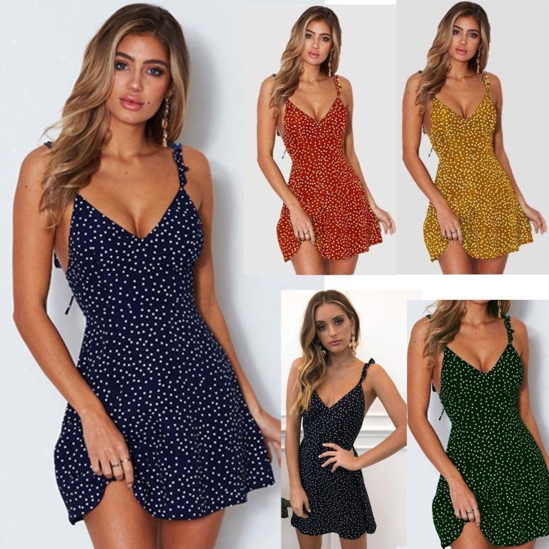 Women's polka dot summer beach dress