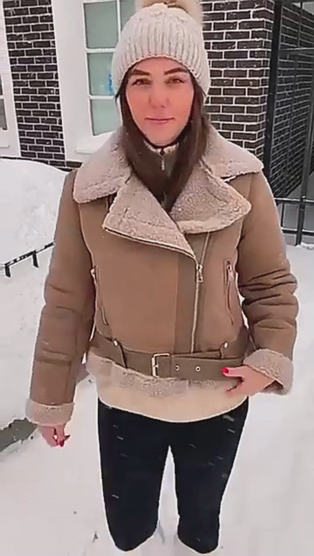 Women's faux suede winter jacket