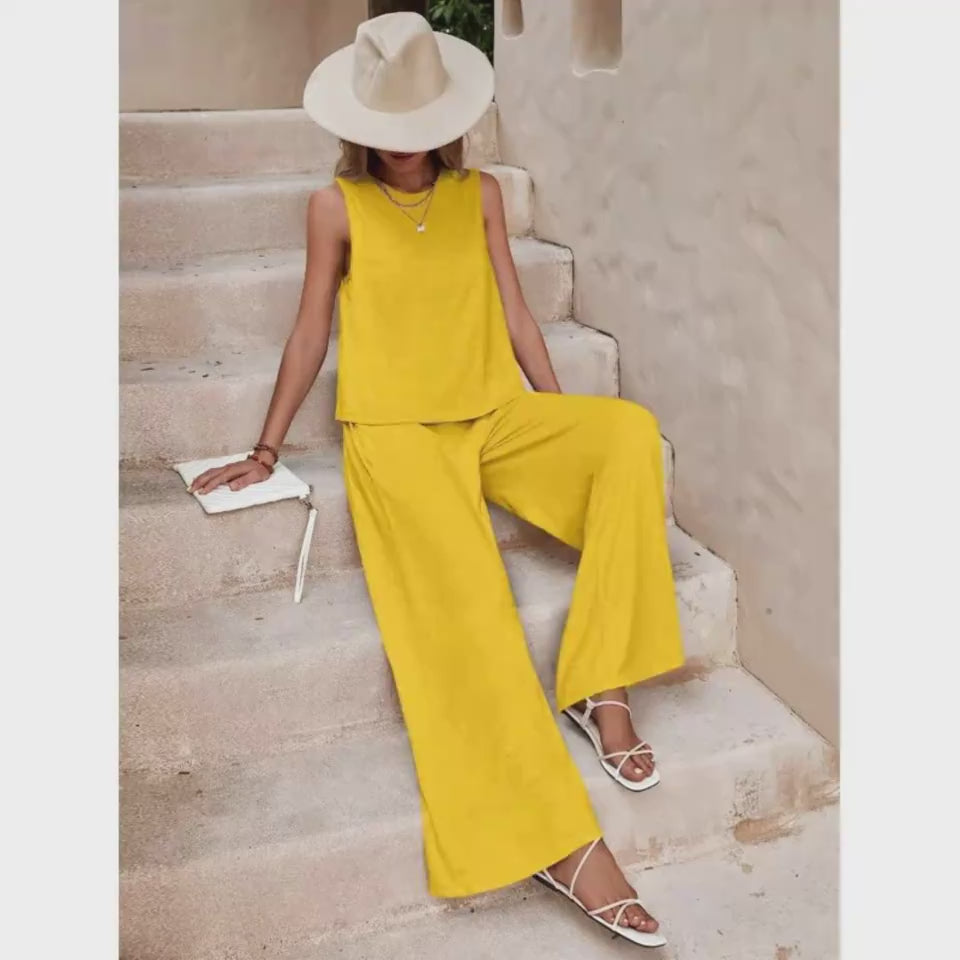 Women's elegant two-piece trouser set