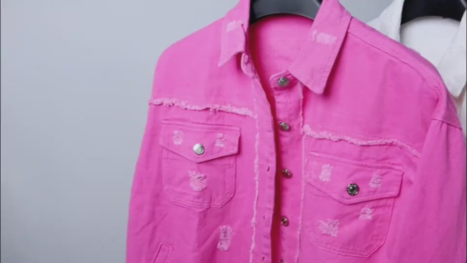 Women's ripped denim overshirt