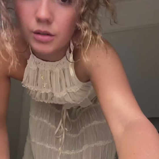 2pcs Women Sleeveless Backless Halter Top And Pleated Long Skirt Beach Outfit from Glooosy Store