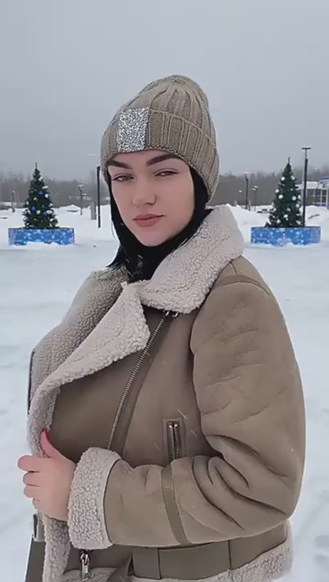 Women's faux suede winter jacket
