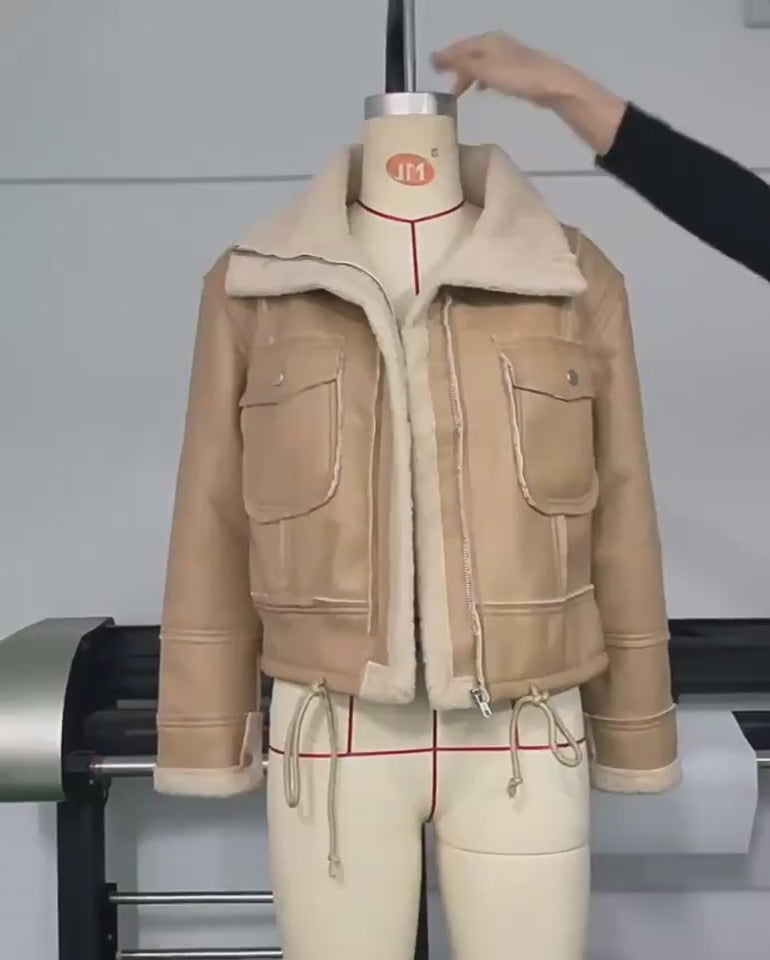 Women's faux leather motorcycle jacket