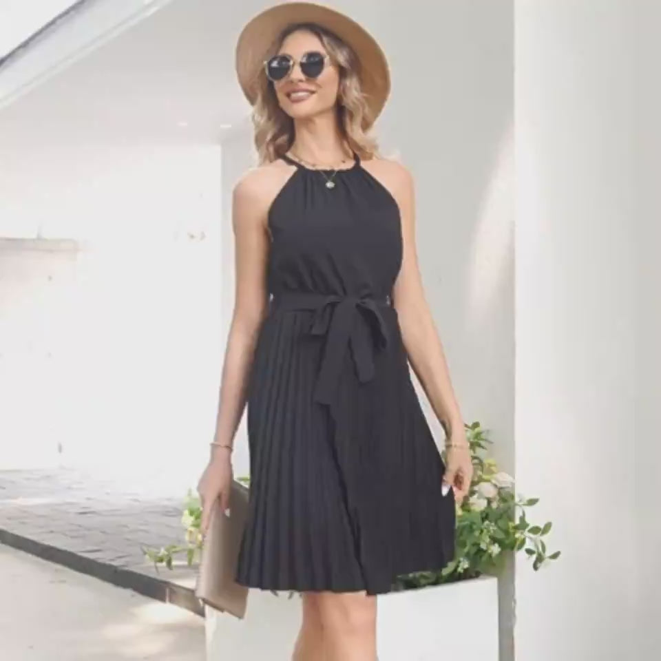 Women's strapless pleated summer maxi dress