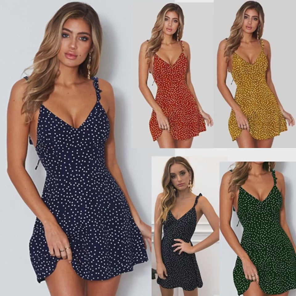 Women's polka dot summer beach dress