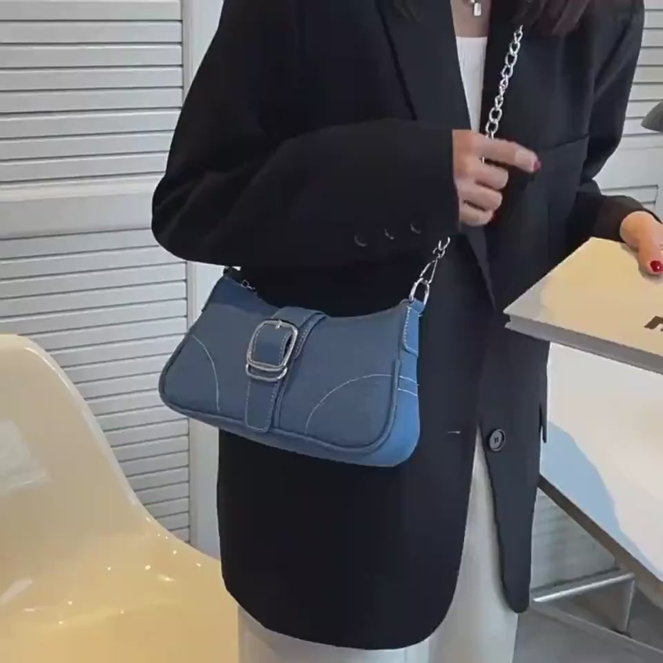 Small denim shoulder handbag