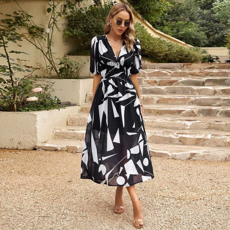 Women's short sleeve summer beach dress