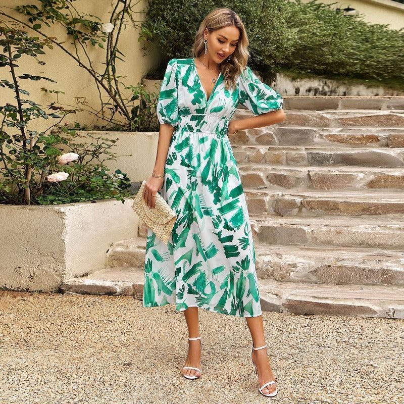 Women's short sleeve summer beach dress
