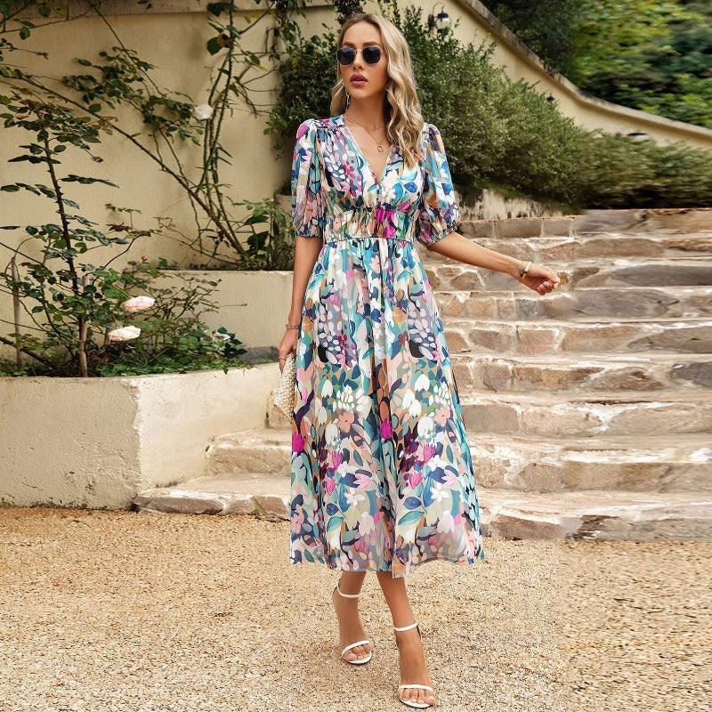 Women's short sleeve summer beach dress