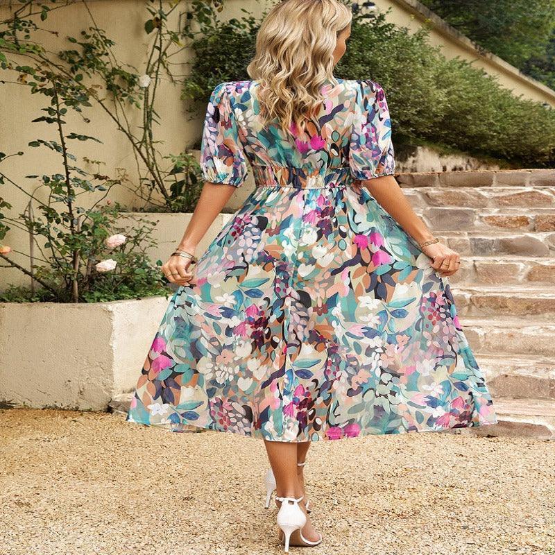 Women's short sleeve summer beach dress