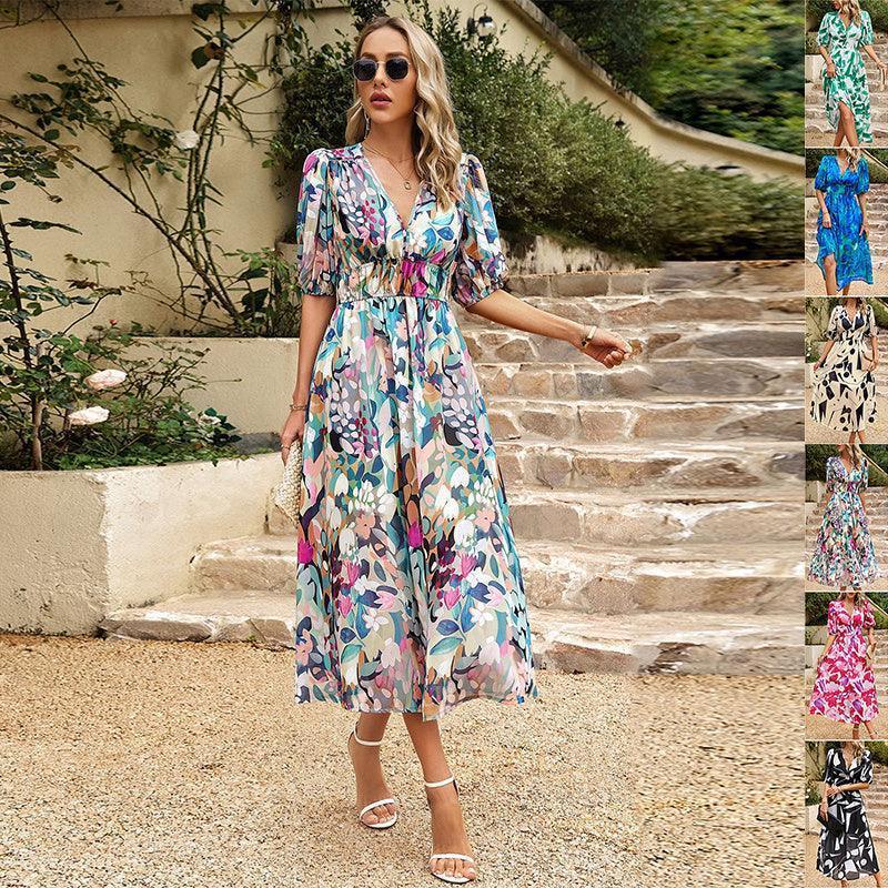 Women's short sleeve summer beach dress