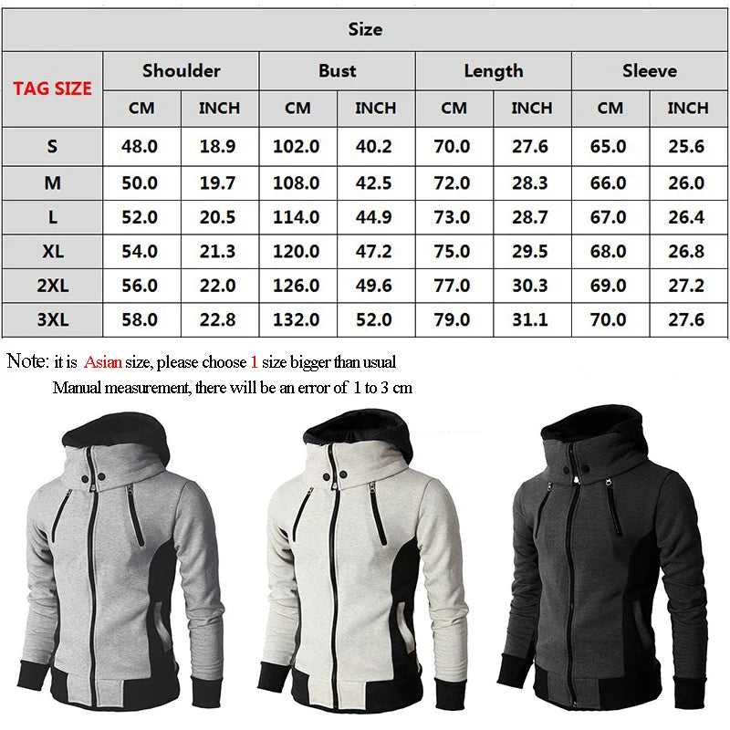 Men Hooded Fake Two Piece Sports Cardigan Slim