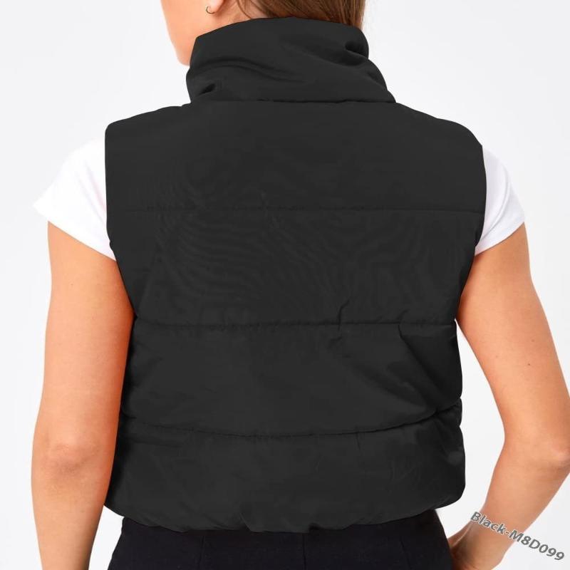 Stand Collar Slim Fit Padded Women Winter Vest - Glooosy Store