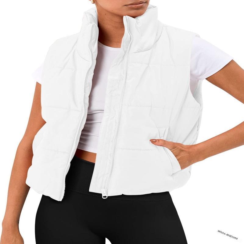 Stand Collar Slim Fit Padded Women Winter Vest - Glooosy Store