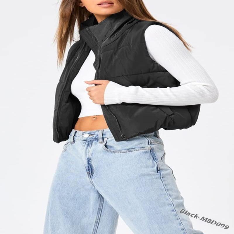 Stand Collar Slim Fit Padded Women Winter Vest - Glooosy Store