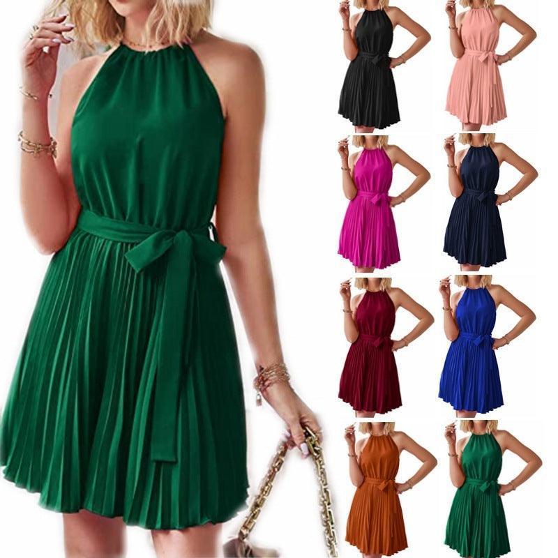 Women's strapless pleated summer maxi dress