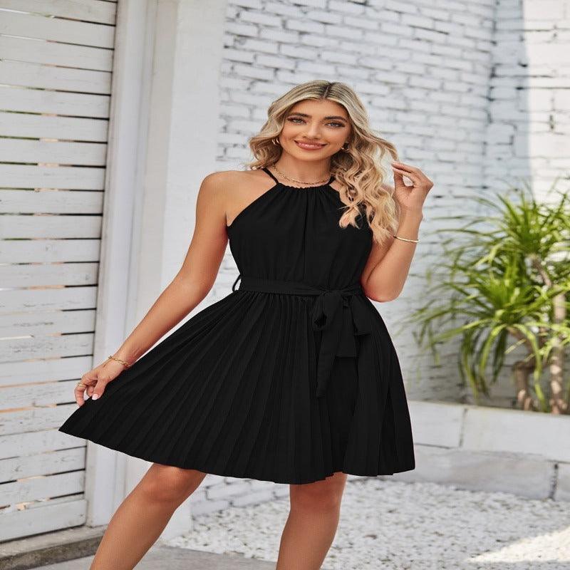 Women's strapless pleated summer maxi dress