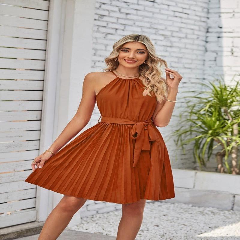 Women's strapless pleated summer maxi dress