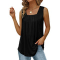 Women's loose pleated sleeveless top